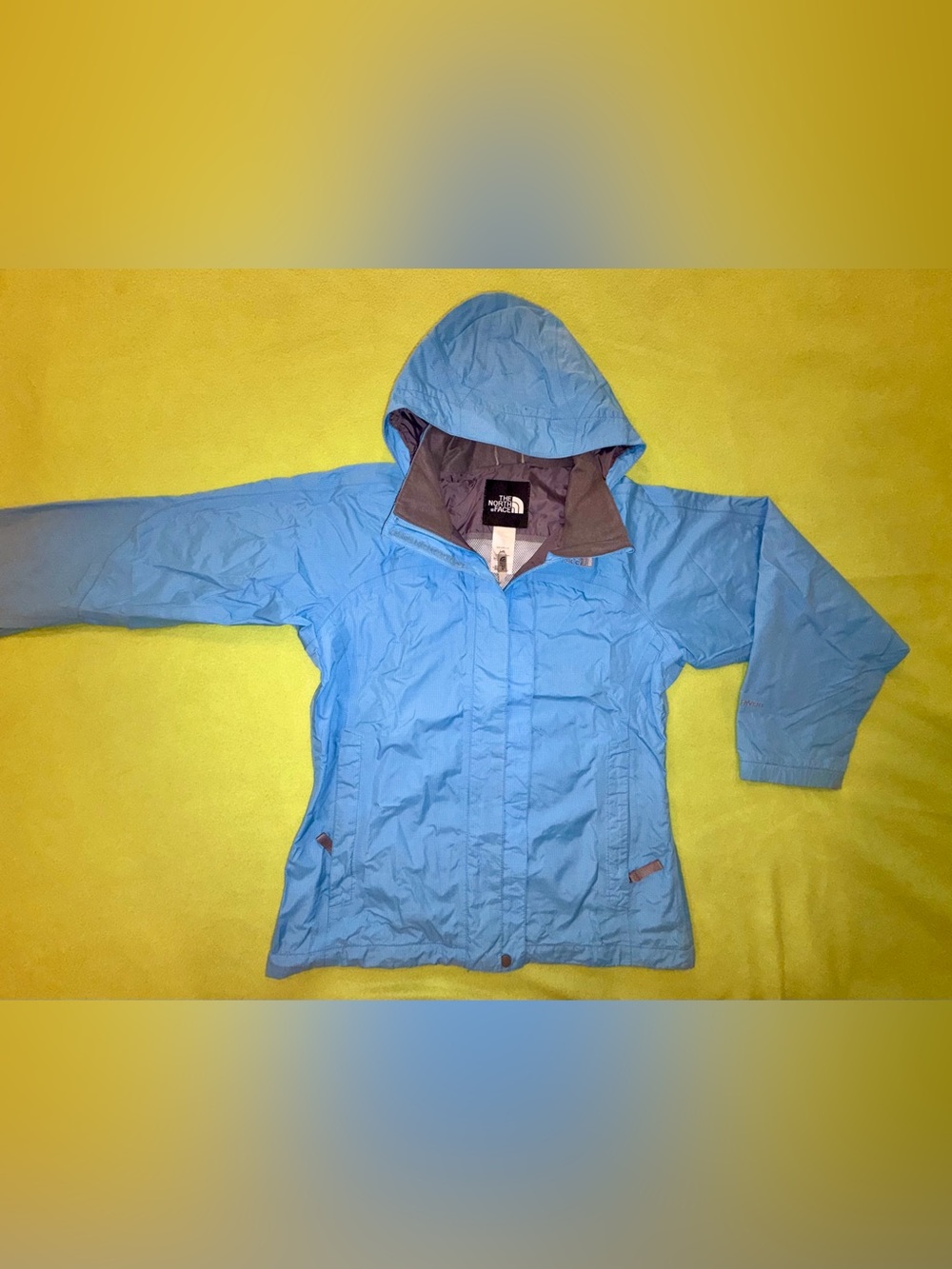 The North Face Girls Youth HyVent Hooded Rain Jacket Light Blue Size Large L